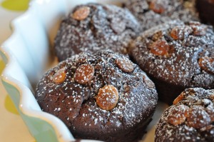 Chokolade muffins - opskrift på svampede muffins