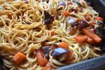 Svinefilet i ovn med grøntsager og pasta