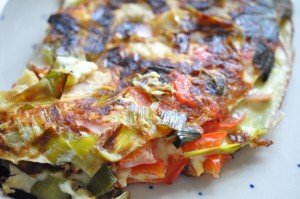 Omelet med skinke og grøntsager - opskrift