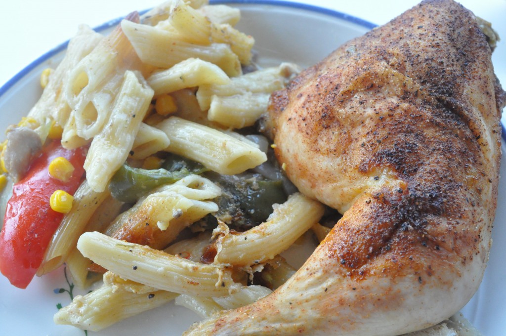 One pot chicken - kylling med pasta fløde og grønt i et fad